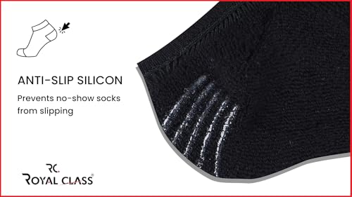 Image of RC. ROYAL CLASS Men No Show Ankle Socks for Men, Cushioned Towel Low Cut Casual & Sports Cotton Unisex Socks, Pack of 5 Pairs, Short Non /Anti-Slip Invisible Socks with Mesh Ventilation, Free Size