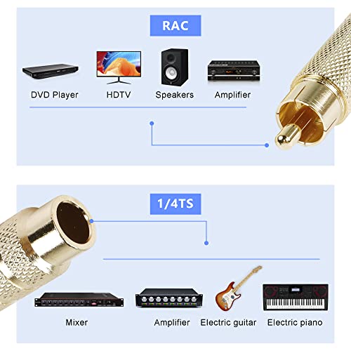 Adaptador RCA macho a 1/4 pulgada hembra, 2 unidades miniatura 7