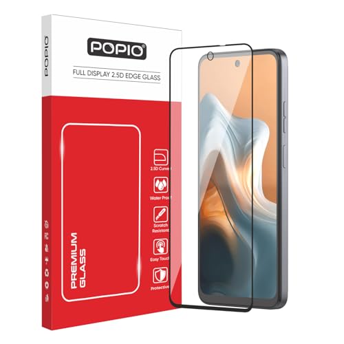 Image of POPIO Tempered Glass Screen Protector Compatible For Motorola Moto G34 Cellphone(Black) With Edge To Edge Coverage And Easy Installation Kit