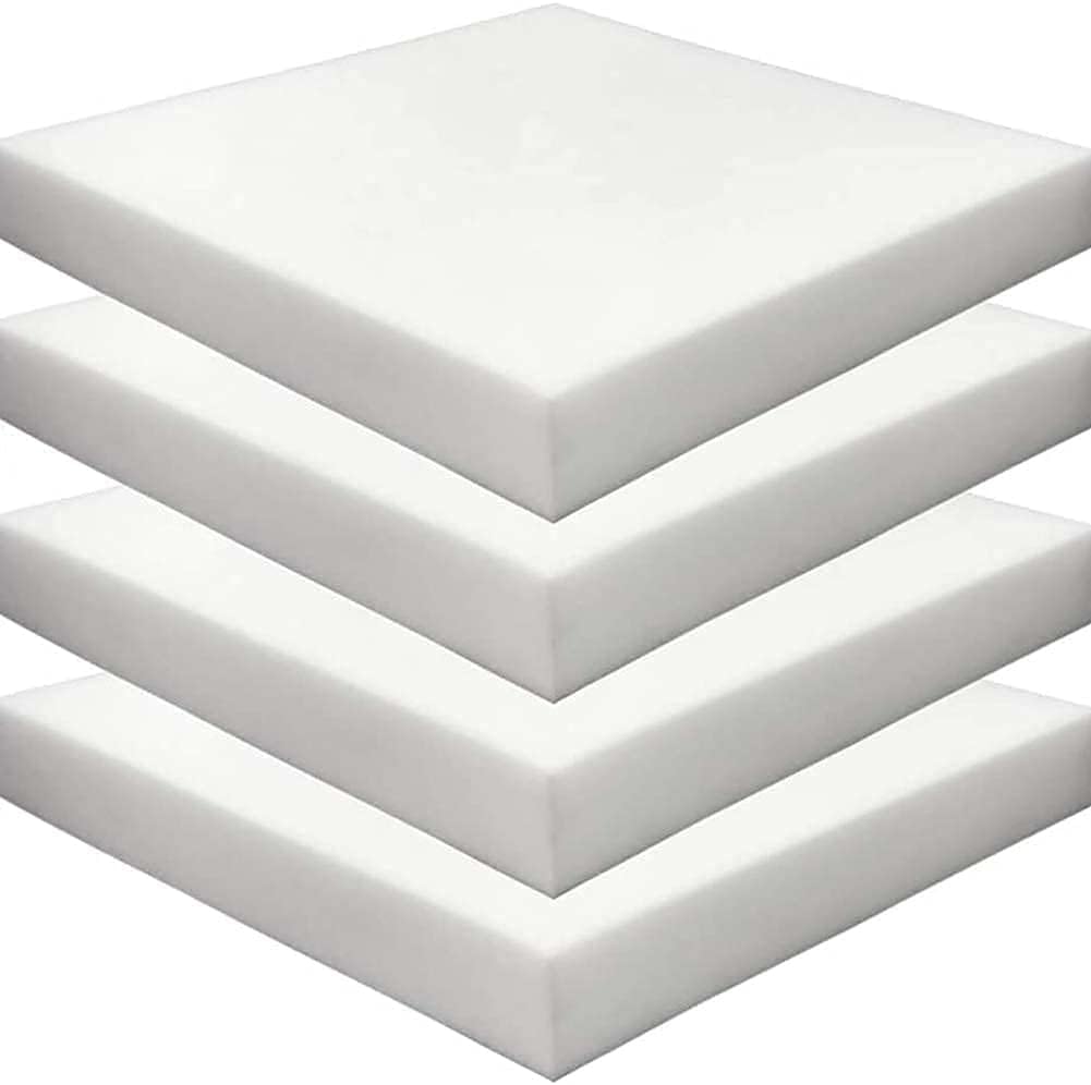 4PCS Plaque en Mousse de Polyuréthane Expansé Haute Densité,45D Mousse pour Coussins,Canapé et Chaises,Banc,Loisirs Créatifs,Carrée Blanc (Épaisseur 3cm-45x45cm)