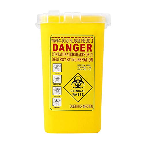 Generisch Große Aufbewahrungstaschen Biohazard Sharps Needle Container Entsorgung Red Container Haushalt Organisatoren (Yellow, One Size)