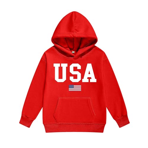 Image of Vivimeng Boys USA Sweatshirt Suit Kid USA Hoodie Set American Flag Sweater Girls American Hooded Pullover Suit