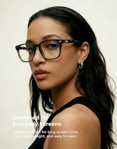 Image of TIJN Premium Blue Light Blocking Glasses for Women Men Computer Gaming Use | Square TR90 Frame Nerd Eyeglasses Anti Blue Ray with Red, Orange, Clear Lens for Computer, Phone, TV and Evening Screen Use