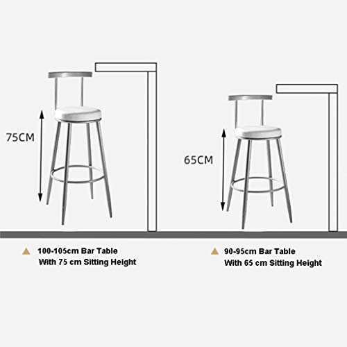 Tabouret de bar de cuisine dossier arc confortable similicuir blanc - 4