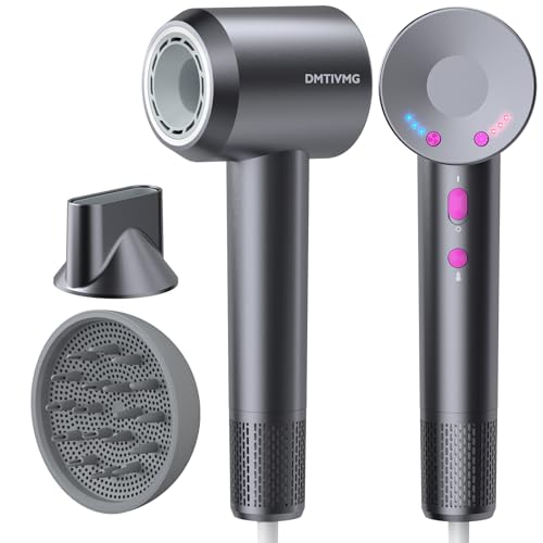 DMTIVMG Asciugacapelli Ionico 1600W Phon Capelli Professionale 500 Milioni Ioni Negativi 50 dB 12 Modalità 4 Temperature 3 Velocità del Vento 160000 RPM Motore Senza Spazzole 2 Accessori Magnetici
