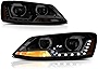 VIPMOTOZ Quad Projector Headlight Assembly For 2011-2018 Volkswagen Jetta Sedan - Matte Black Housing, Smoke Lens, Driver and Passenger Side