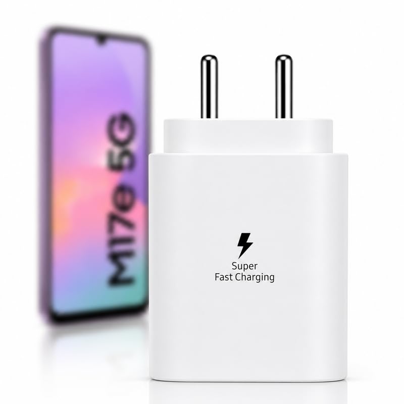Image of Zybux 25W C Type 3A PD Fast-Charger Adapter Compatible with Samsung Galaxy M17e|M17|M56|M36|M16|S9|Lite|Ultra|Plus| Wall Charging Adaptor Block for Smart-Phone Tablet, USB C Charging Plug, White