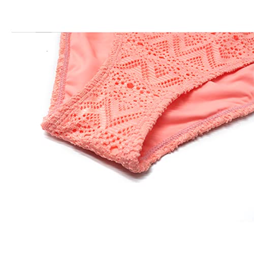 Image of SHEKINI Girls Bathing Suit Ruffles Flounce Swimsuit Crochet Two Piece Bikini Set