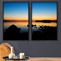 2 Piece Framed Canvas Wall Art Sunset Canvas Prints Home Artwork Decoration for Living Room,Bedroom - 16