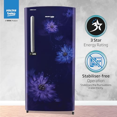 Image of Voltas Beko 'A Tata Product' 245 L 3 star Made-in-India Direct cool Refrigerator (RDC265C60 / DBEXXXXSG, Dahlia Blue)