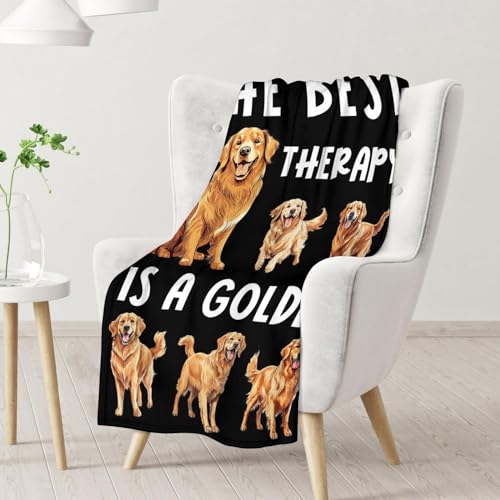 Golden Retriever Blanket - 40x50 Inches Size for Girls, Boys - Soft Fluffy Throw for Travel, Office - Black Funny Fuzzy Gifts