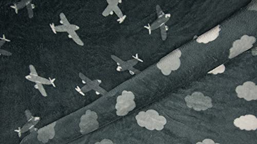Tissu polaire doux nuages d'avion gris 5m x 1m50 pour couture couverture