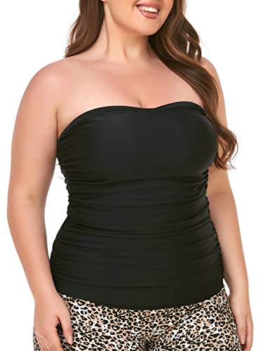 Ocean Blues Women's Strapless Bandeau Tankini Top Tummy Control Bathing Suit Top Only