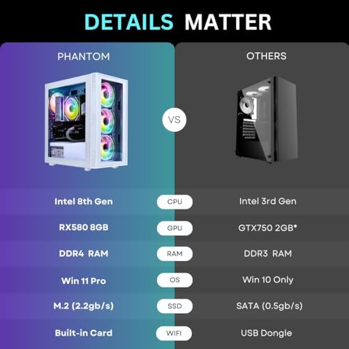 Image of NOVATECH Phantom - Prebuilt Gaming PC Desktop Computer - Core Xeon i7 3.5GHz - RX580-16GB RAM - 512GB M.2 SSD WiFi /BT, Win 11 - Gaming Computer Tower - Pre Built PC Gaming - 1 Year Warranty (White)