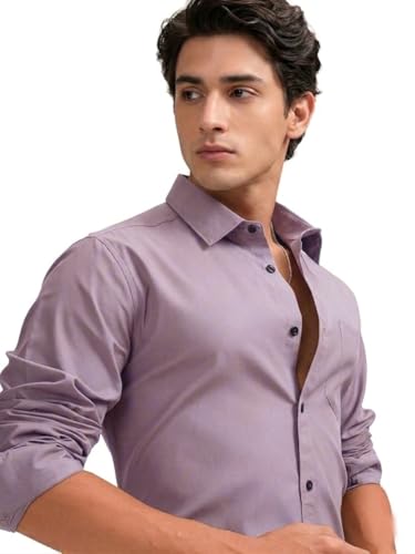 Image of Cozytton Men's Pure Cotton Solid Stylish Casual & Formal Wear Shirt | Stylish Regular Fit Full Sleeve Comfortable Office Party Trendy Shirt - Multi Color