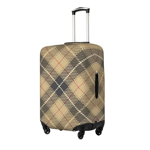 Tartan-Red-Brown-Beige-And-White-Plaid-Tartan-Flannel-Shirt-S-Tre Luggage Cover, Protective Washable Suitcase Cover - Travel Fashion Elastic Suitcase Protector X-Large2