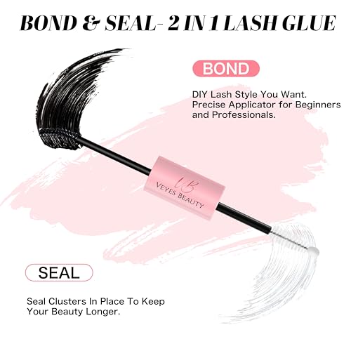 VEYESBEAUTY Lash Bond and Seal Waterproof 2 in 1 Cluster Lash Glue for Eyelash Extension Gluelash Glue Duo 5ml+5ml(Kunststofftube)