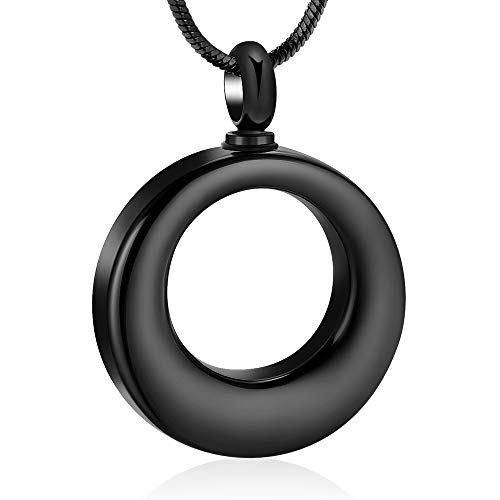 Minicremation Cremation Jewelry Urn Necklace for Ashes Stainless Steel Circle of Life Eternity Memorial Keepsake Urn Pendant for Ashes