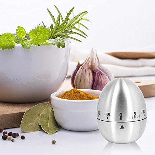 U/S Egg Kitchen Timer Cute Manual,Stainless Steel Metal Mechanical Visual Countdown Cooking Timer With Loud Alarm For Kids Cooking Tools #TOP5