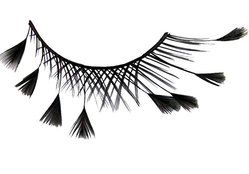 Eulenspiegel 000472 - Künstliche Wimpern, Schwarz mit Federn, 1 ml Spezial-Wimpernkleber, Anleitung, für Karneval, Mottoparty