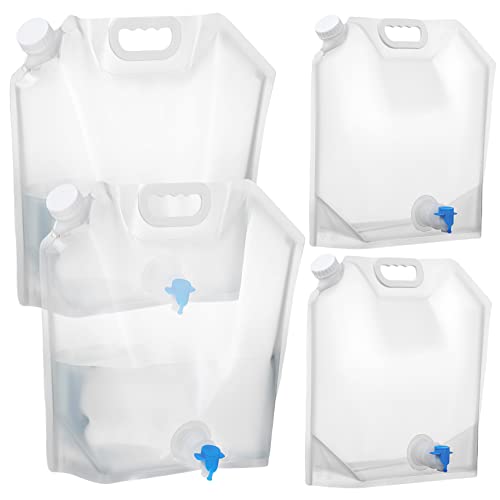 Toyvian 4Pcs Collapsible Water Containers Water Jugs with Spout Transparent Water Storage for Sports Camping Hiking Outdoor Activities Space Saving Design