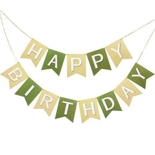 Image of Happy Birthday Banner Party Banner NO DIY Birthday Sign Brown Green