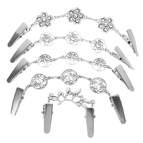 FRCOLOR 5個 レトロシルバー カーディガンクリップ アイアン合製 シャツクリップ セーター用 衣類留め具 おしゃれで 耐久性のある ファッシ