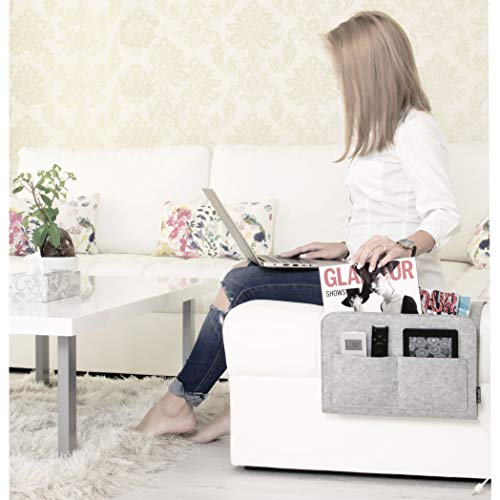 Lib-Bedside-Caddy-Original-Design-Large-Size-95-x-135-Laptop-Holder-100-Handmade-College-Room-Kids-Bunk-Bed-Hospital-Bed-Night-Hanging-Storage-Organizer-Light-gray