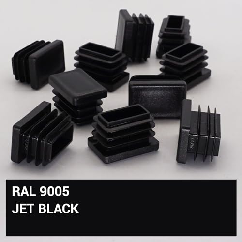 SKIR'CO (10 pcs) Rectangular Plastic Plugs 20 x 30 mm, Mat Tube End Caps, Rectangle Tube Inserts, Fence Post Plugs, Black RAL 9005 - Image 3