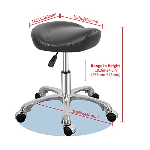 Lilfurni Saddle Stool Rolling Chair,Pneumatic Height Adjustment Stool With Wheels For Salon,Home,Office #TOP2