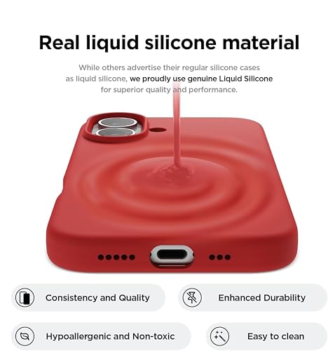 Image of SBMS Silicone Case for iPhone 17 6.3-Inch, Silky-Soft Touch Full-Body Protective Phone Case, Shockproof Back Cover for iPhone 17 (Red)