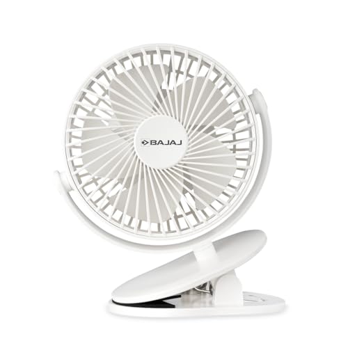 Bajaj Pygmy Mini Fan 110MM | USB Charging | Multi-Clip Function |...