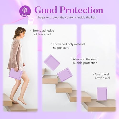 Image of Fuxury Bubble Mailers 6x10 inch 600 Pack Lavender Bubble Shipping Envelopes | Usable Size 6x9 inch #0 Cute Bubble Padded Mailer Thick Padded Envelopes for Mailing Jewelry,Makeup, Bulk