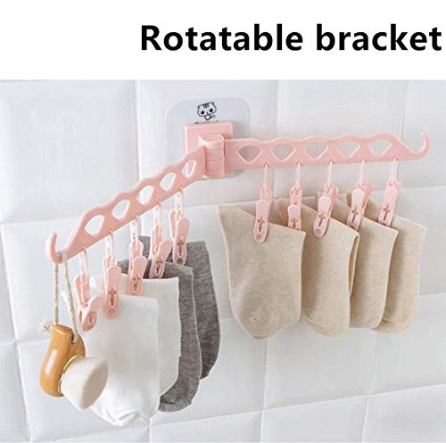 Heria-Adhesive-Hanger-Home-Clothing-Hanger-with-Clip-Stand-Cloth-Hanger-10-Clip-Bathroom-Kitchen-Wall-Door-Hanging-Rack-Baby-Clothes-Towels-Inner-Wear-Socks-Plastic-Rack-Multicolor