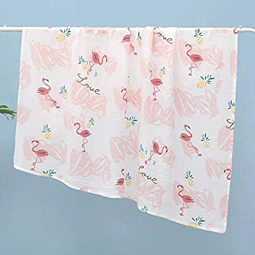 Image of Kassy Pop Printed 6 Layer Bamboo Muslin Blanket Cum Swaddling Towel for Baby, Toddlers | 70% Bamboo, 30% Cotton | AC Quilt, Multi-Purpose Blanket | Toxin Free | 110cm x 110cm (Ostrich Print)
