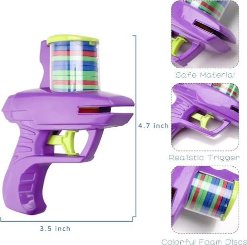 Image of Kidoyz Foam Disc Launcher Toy Gun for Kids | Flying Frisbee Foam Blaster with Stackable Magazine & Easy Trigger Action | Indoor Outdoor Fun Shooting Game | Safe Disc Shooter Toy for Boys & Girls
