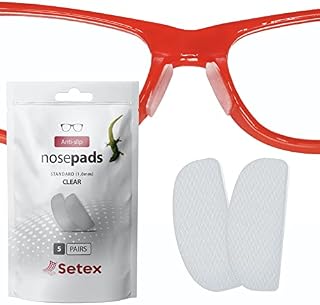 Setex Gecko Grip Glasses Nose Pads (5 Clear Pairs) - Anti-Slip Nose Pads for Glasses, USA Made, Micro-Structured Fibers, Ultra-Strong Grip and Ultra-Soft, Self Stick Adhesive, 1 x 7 x 16 mm