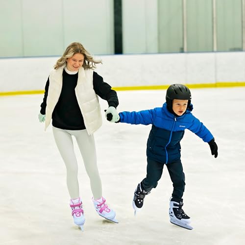 Image of Xino Sports Adjustable Ice Skates - for Girls and Boys, Two Awesome Colors - Blue and Pink, Soft Padding and Reinforced Ankle Support, Fun to Skate!