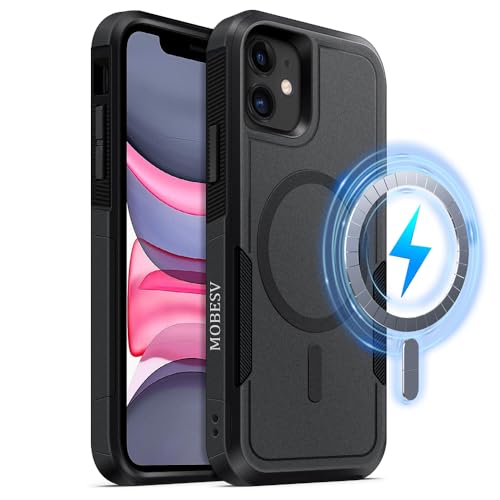 MOBESV Coque Magnétique pour iPhone 11 6,1 Pouces, Étui Compatible avec MagSafe, Housse de Téléphone Antichoc Mat Satiné (Noir) MOBESV Coque Magnétique pour iPhone 11 6,1 Pouces, Étui Compatible avec MagSafe, Housse de Téléphone Antichoc Mat Satiné (Noir)