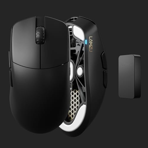 Image of Lamzu Maya 4K Wireless Gaming Mouse, Ultra Lightweight 45g, Mechanical Switch,26000 DPI, Symmetrical, MCU Nordic 52840, Silver TTC Encoder, PAW3395 Sensor-4K Dongle Included (Black)