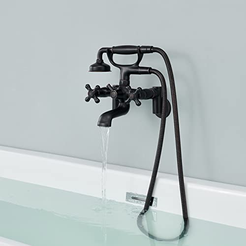Robinet de baignoire avec douchette mitigeur mural bain douche bronze huilé 3004