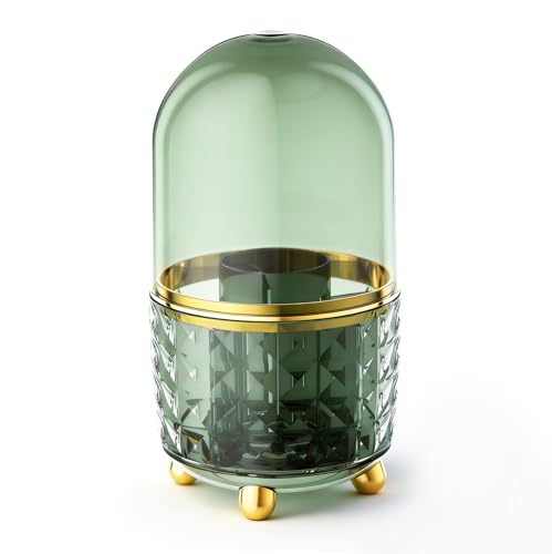 Image of GOTOBA 360 Rotating Pencil Holder for Desk, Makeup Brush Holder with 6 Slots, Desk Organizer for Writing Utensil, Office and School Supplies (Green with cover)