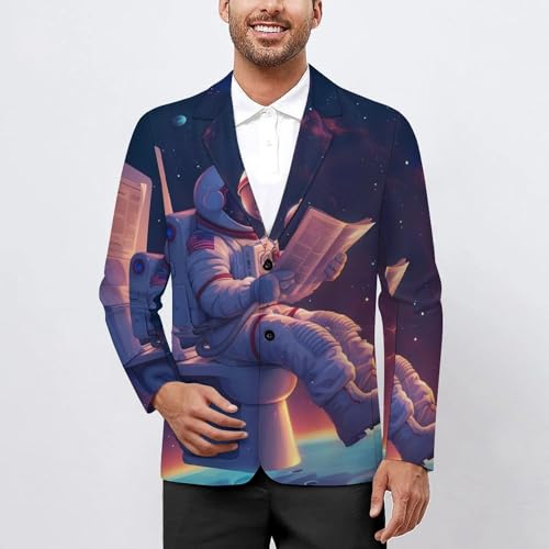 Outeres Spacees Astronaut Men's Suits Dress Business Formal Suit Print Jackets Coat For Wedding Party2