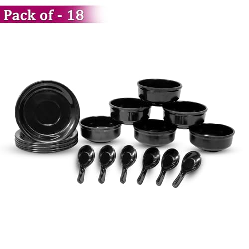 Image of Ariya Melamine French Soup Bowl Set Black Aura Collection Set of 6