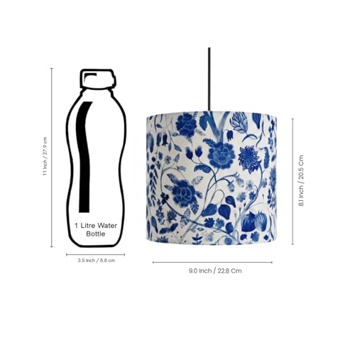Image of ExclusiveLane 'Indigo Bloom' Pendant Hanging Lights for Living Room (22.8 Cm, Cotton Wrapped Over Polyvinyl, Set of 1) | Pendant Lights for Ceiling Lights for Living Room Hanging Lamps for Bedroom
