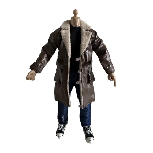 Long manteau en cuir miniature 1/12 vêtement de haute précision