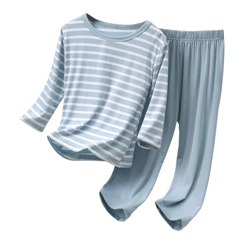 Umeyda Boys's Summer Pajamas Striped Long Sleeve Sets Modal Pjs