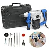 Martillo Perforador 1500W con 4 Funciones, 11 Accesorios Taladradora Electrica - 4000/Minuto Cinceles Martillo Percutor Brocas Hormigon con Maletín