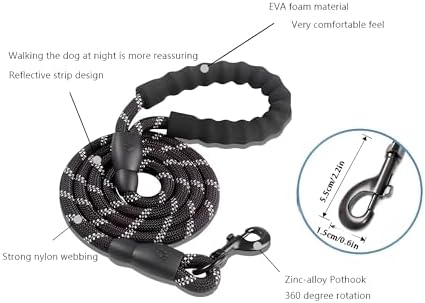 Reflective Dog Nylon Leash,9.8FT Heavy Duty & 0.3IN Thick Rope & Padded Handle, Explosion-Proof & Wear-Resistant, for Small Medium Dog Sizes, Ideal for Night Walks, Hiking & Gifting/QYS08-Orange-3.0M - 4