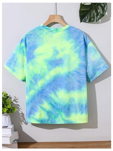 SHENHE Boy's Tie Dye Tee Graphic Print Crewneck Short Sleeve Loose Summer T Shirt Tops2